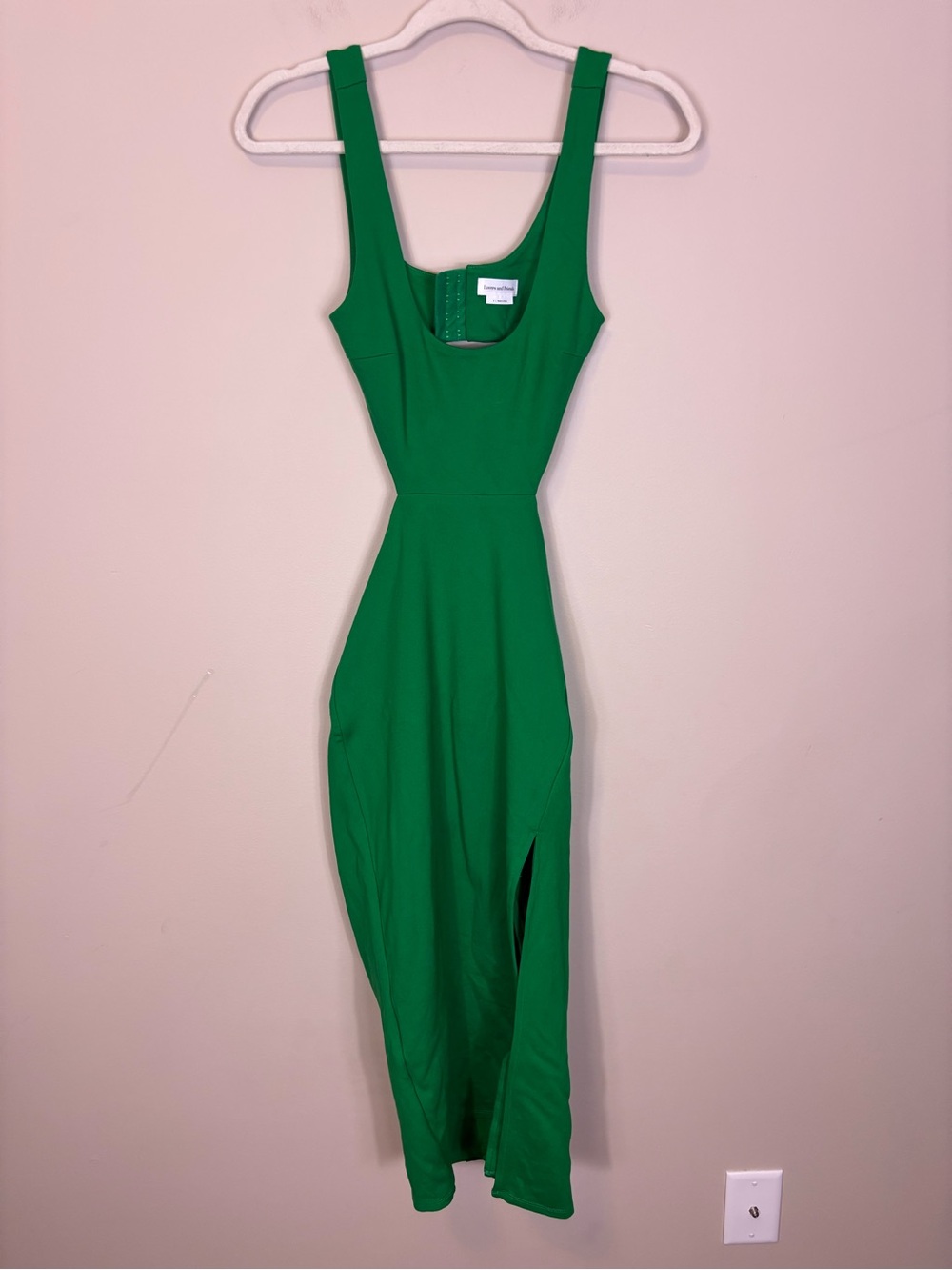 Lovers + Friends Emerald Green Scoop Neck Open Back MIDI Dress Small